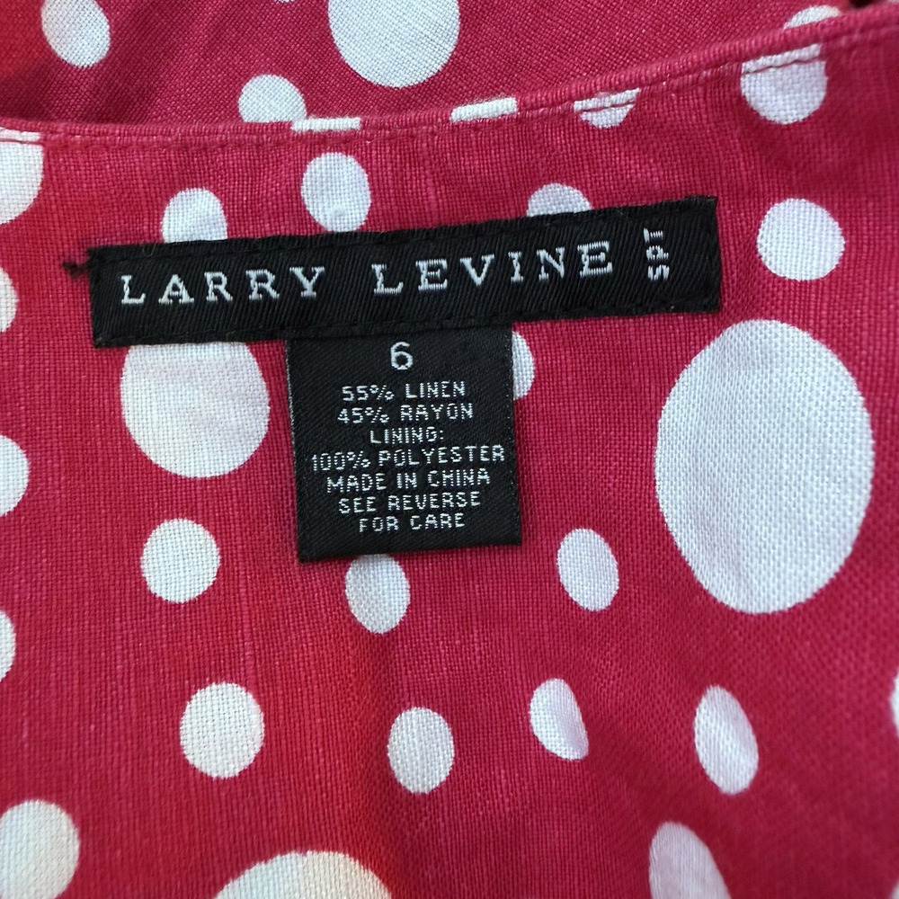 Larry Levine Pink Polka Dot Skirt Size 6 Linen Blend Asymmetrical Hem Fairycore - Picture 8 of 9